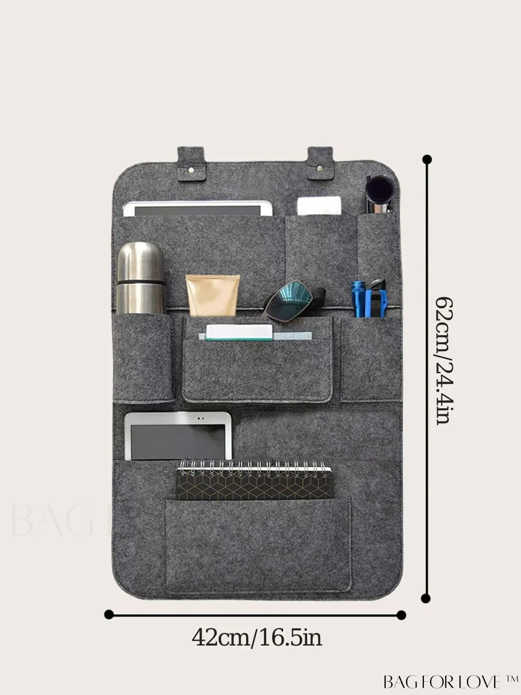 BagForLove - Universal Car Seat Back Organizer with Tablet Holder - Convenient Multi-Pocket Storage Bag