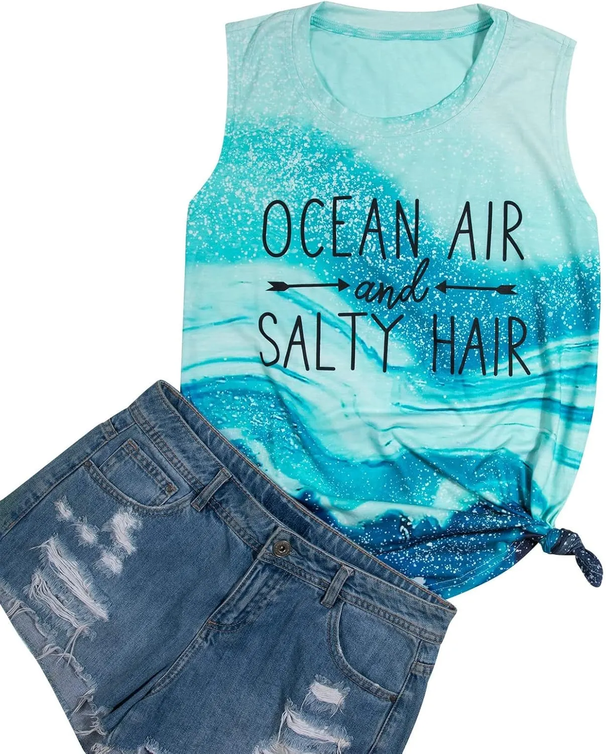 BANGELY Beach Tanks Women Beach Shirts Ocean Air and Salty Hair Tank Funny Cruise Summer Sleeveless Family Vacation Vest Top
