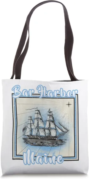 Bar Harbor Maine Maritime History Clipper Ship Nautical Tote Bag