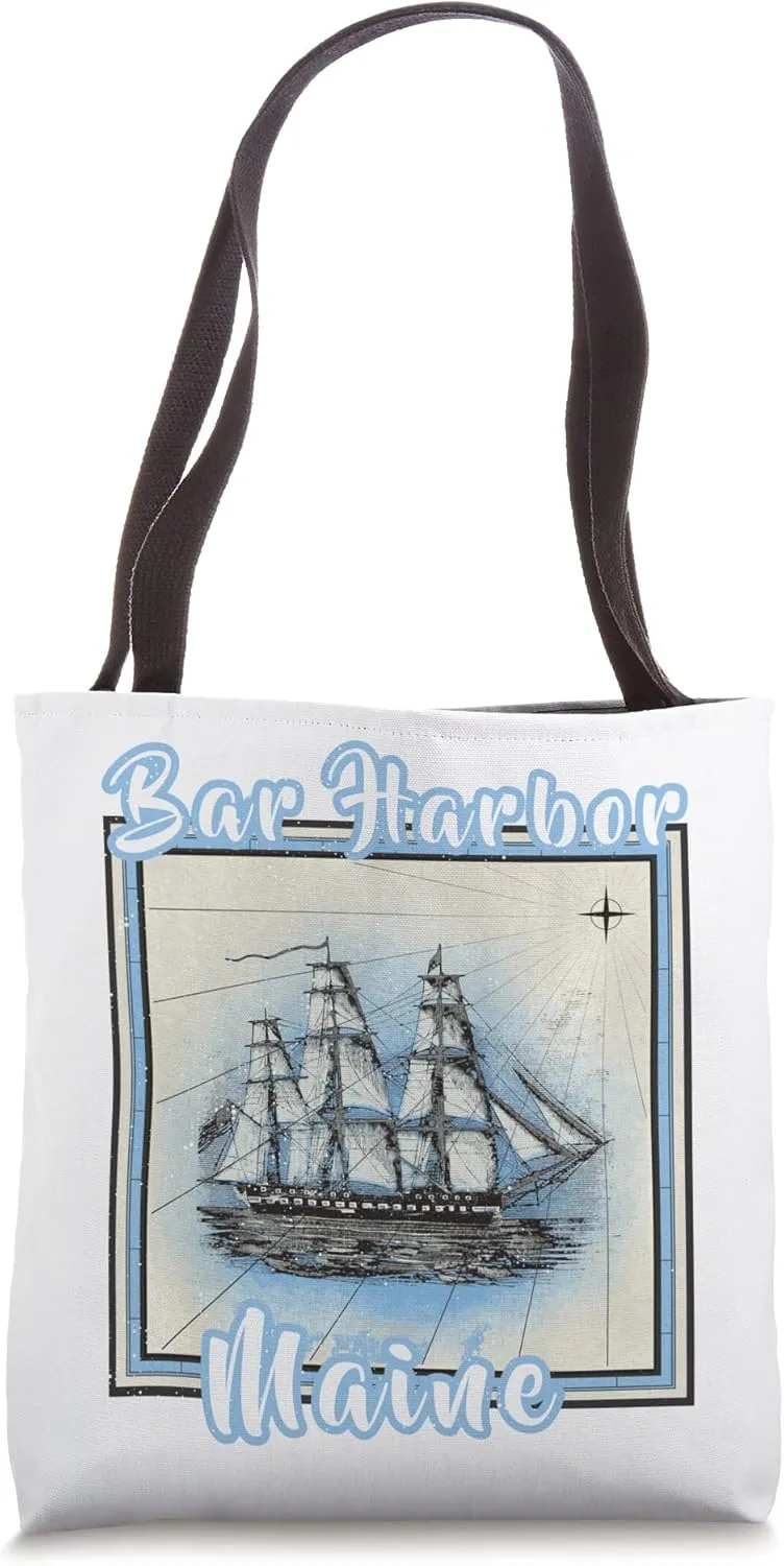 Bar Harbor Maine Maritime History Clipper Ship Nautical Tote Bag