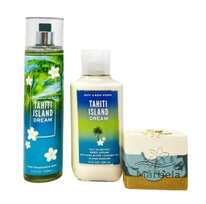 Bath & Body Works Tahiti Island Dream 2 Piece Gift Set with a Sea Breeze Bar Soap - Body Lotion and Fragrance Mist - Full Size