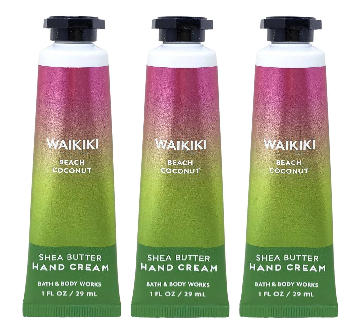 Bath and Body Work Waikiki Beach Coconut Hand Cream Bundle - 1 fl oz / 29 mL each, Green