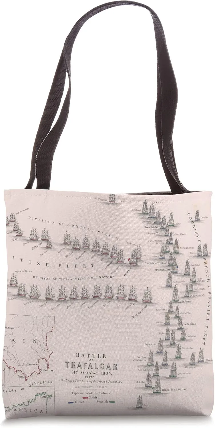 Battle of Trafalgar Map Tote Bag