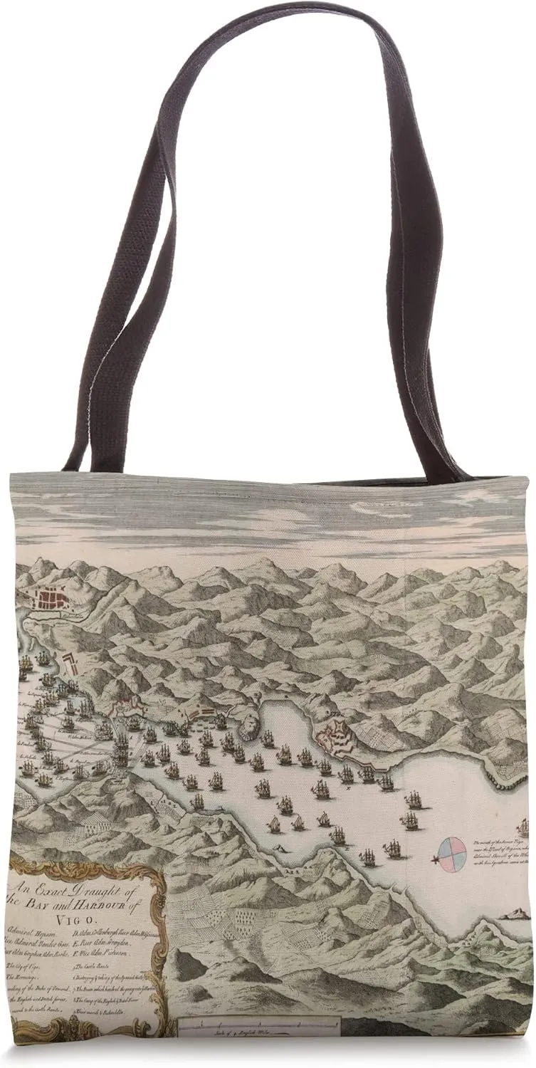 Battle of Vigo Bay Spain Vintage Map Tote Bag