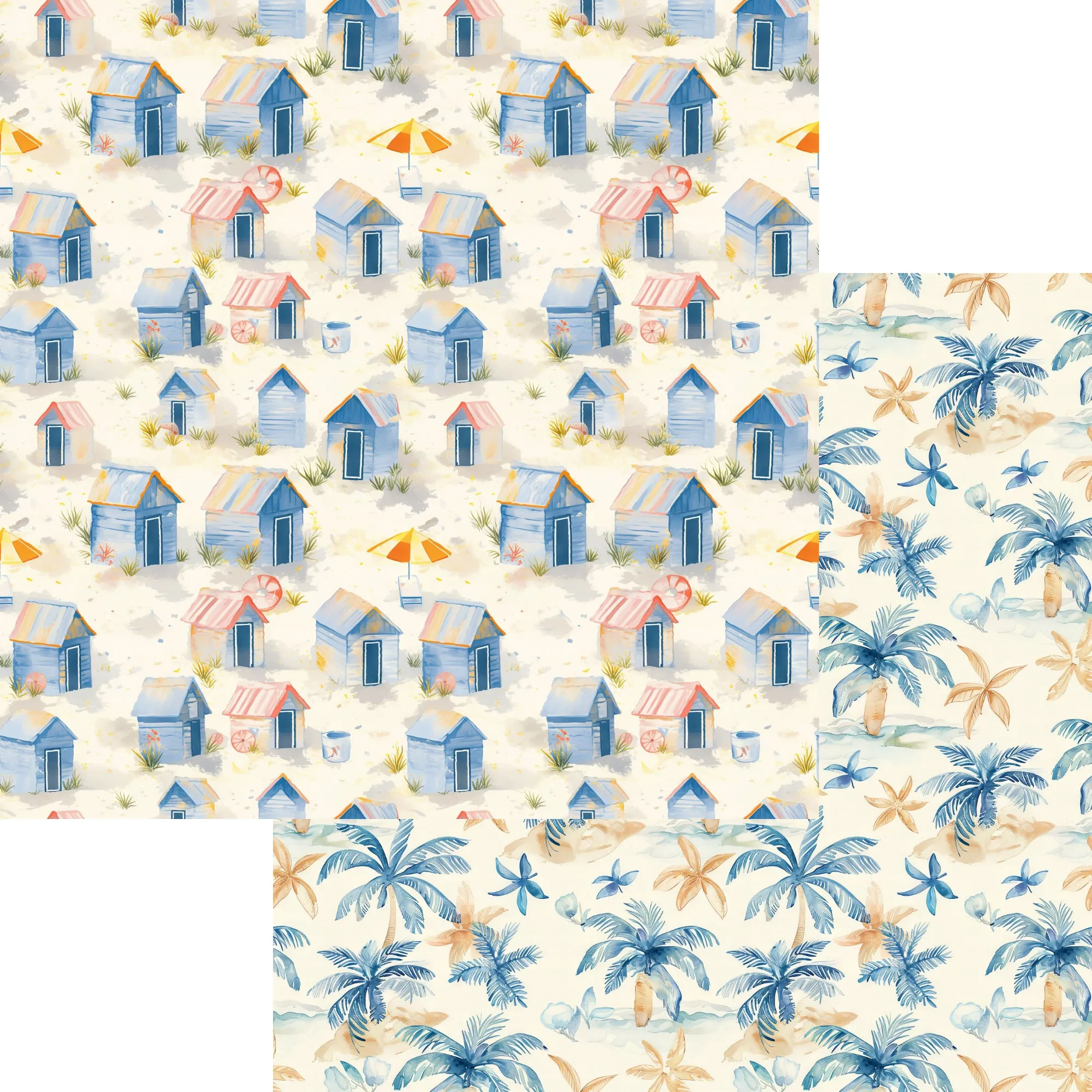 Beach Dreams Collection Beach Huts 12 x 12 Double-Sided Scrapbook Paper by SSC Designs
