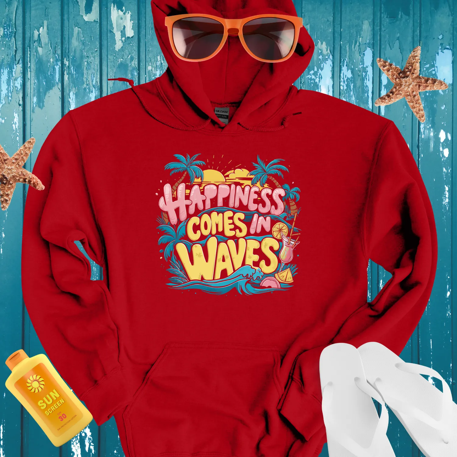 Beach Vibe Hoodie With Palm Trees And Sunshine