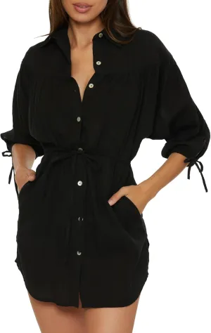 BECCA womens Gauzy Collared Shirt Dress, Casual, Beach Cover Ups for Women