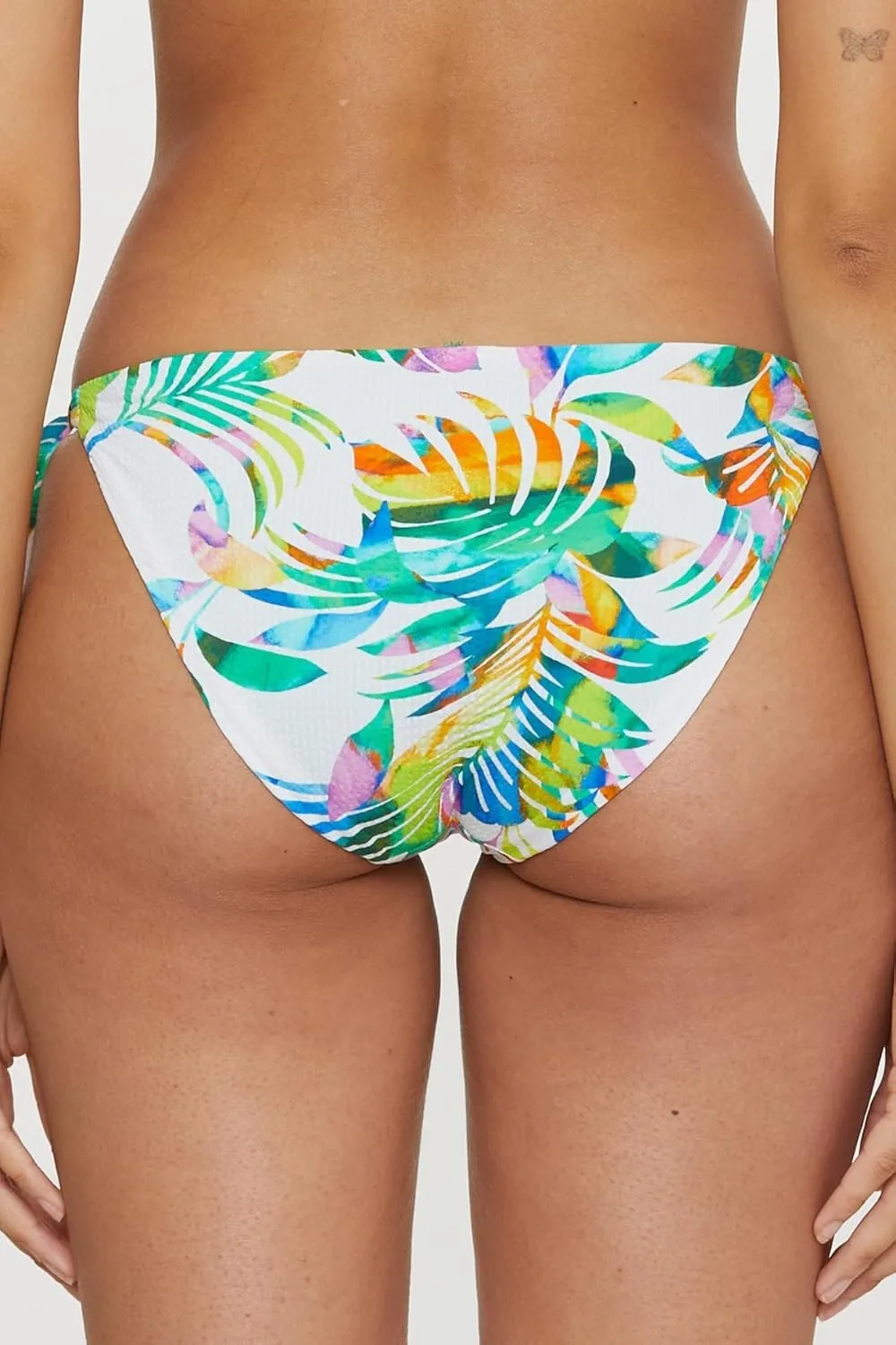 BECCA Women's Isla Verde Reversible Tie Side Bikini Bottom, Tropical Print, Cheeky Coverage, Swimwear Separates