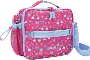 Bentgo Kids Lunch Bag - Durable, Double-Insulated Lunch Bag for Kids 3 ; Holds Lunch Box, Water Bottle, & Snacks; Easy-Clean Water-Resistant Fabric & Multiple Zip Pockets (Rainbows & Butterflies)