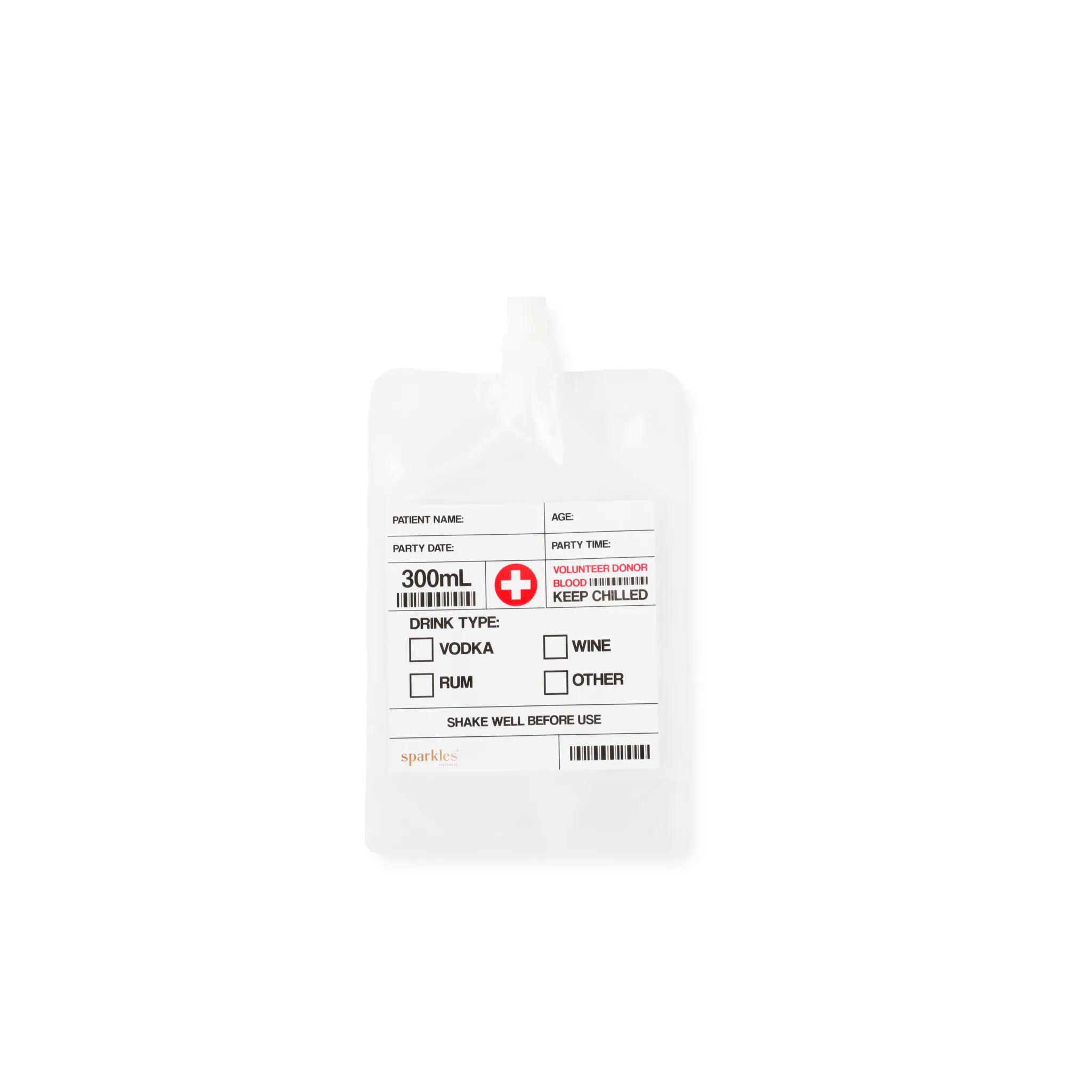 BLOOD BAG DRINK POUCHES WITH PAPER STRAWS PACK OF 5