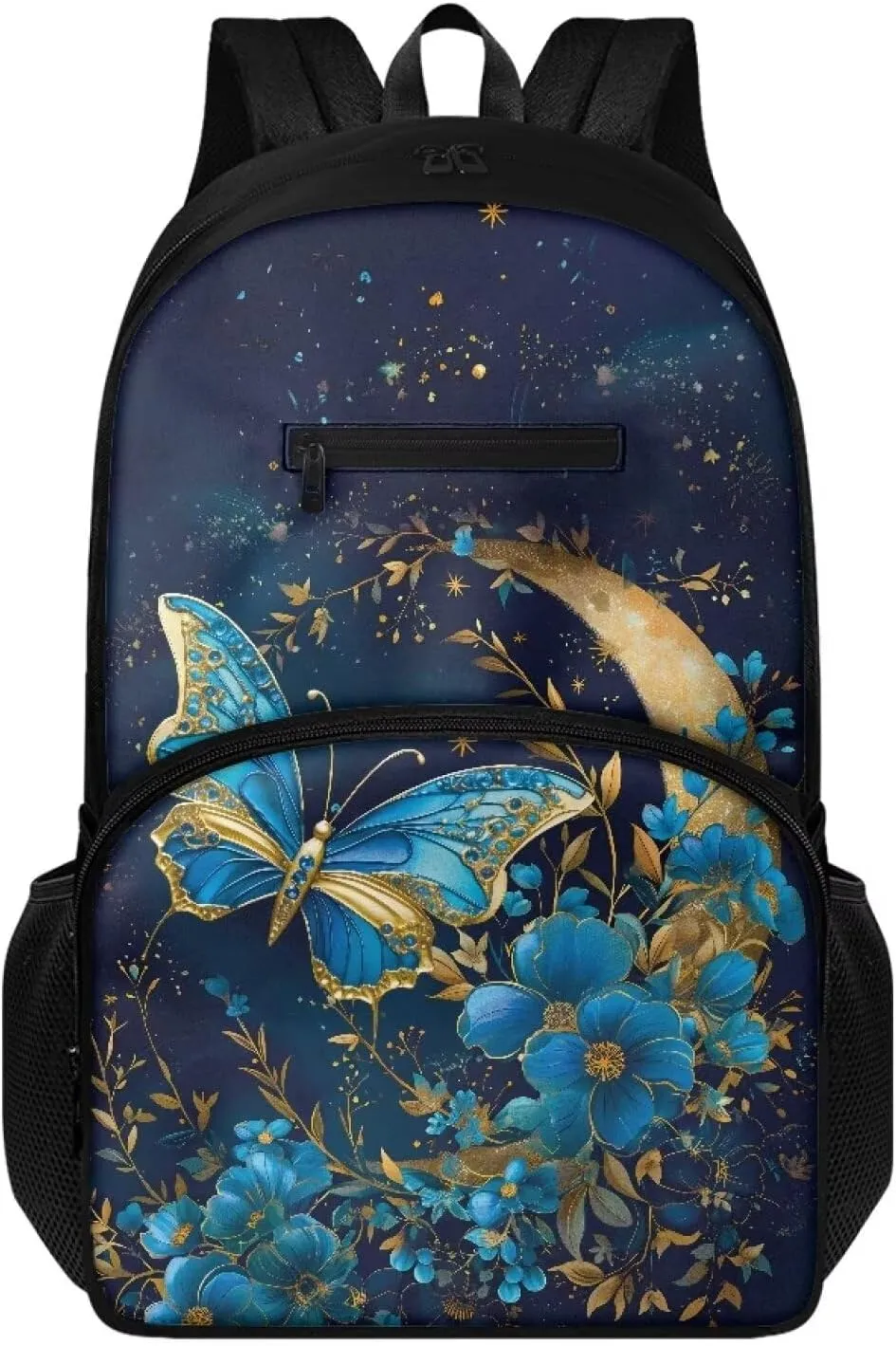 Blue Butterfly Backpacks for School Girls Stylsih Floral Elementary Preschool Bookbag Back Packs Back to School Supplies Gift for Junior Girls Mochila Para NiñAs