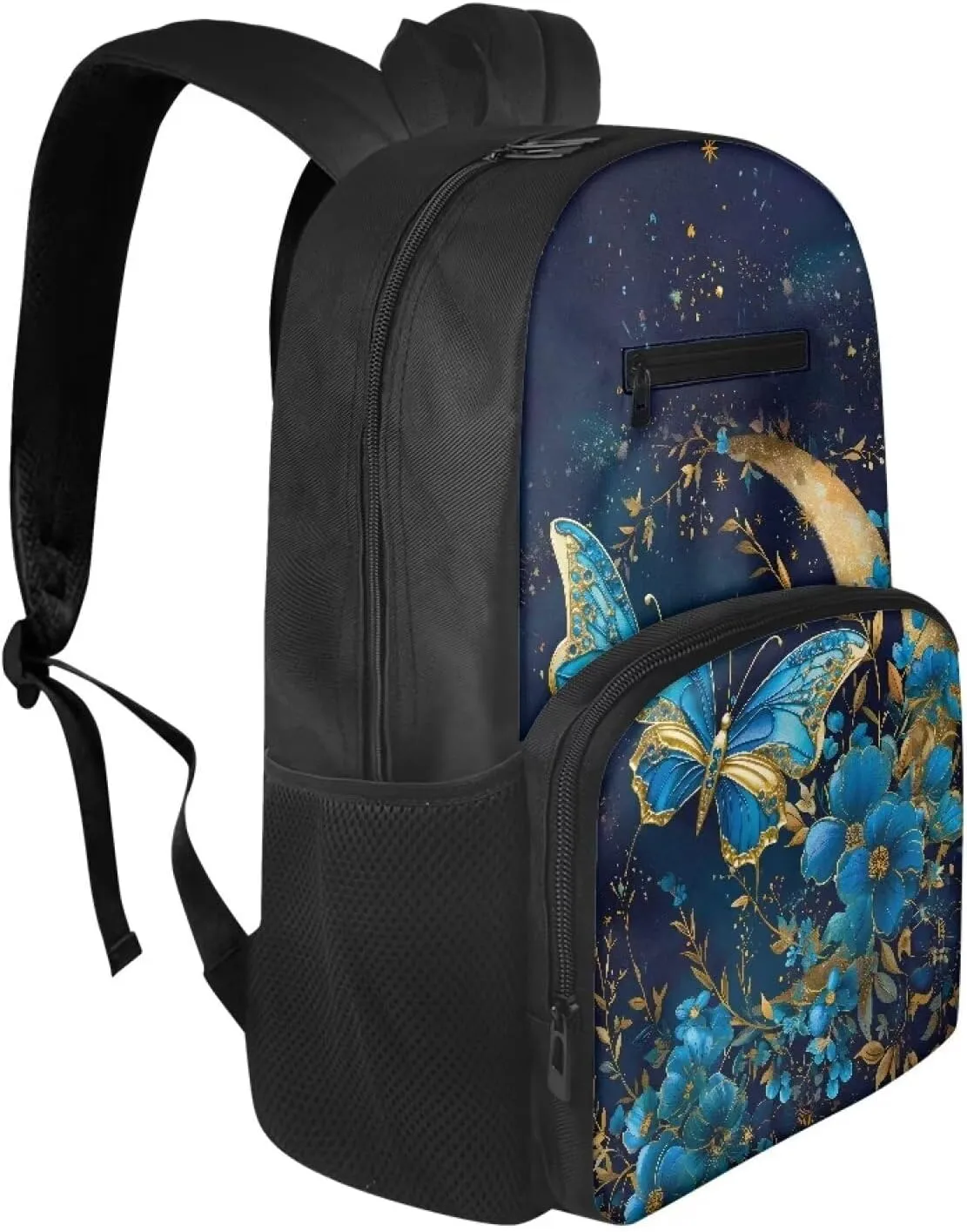 Blue Butterfly Backpacks for School Girls Stylsih Floral Elementary Preschool Bookbag Back Packs Back to School Supplies Gift for Junior Girls Mochila Para NiñAs