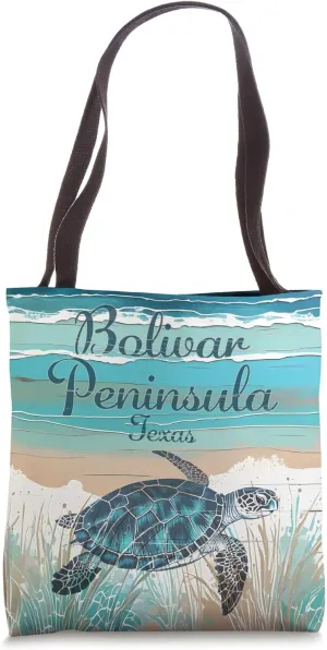 Bolivar Peninsula Texas Sea Turtle Beach Coastal Decor Tote Bag