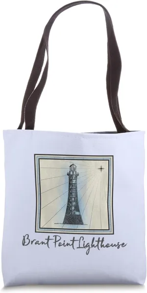 Brant Point Lighthouse Nantucket Nautical Maritime History Tote Bag