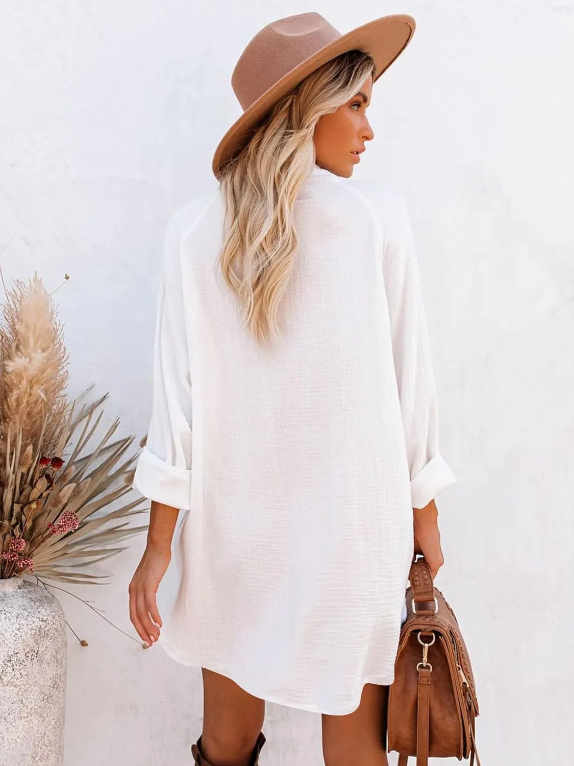 Breezy Lane Button Shirt Dress for Women Cotton Loose Fit Cover ups for Summer Fall Beach Dresses