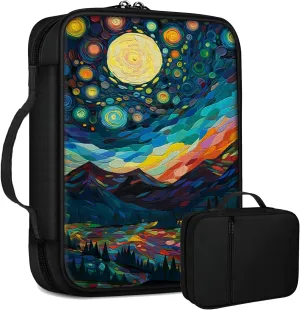 Brilliant Night Bible Bag Large Bible Case Cover for Women Men, Multi-Functional Church Bag Bible Protector with Handle Zippered Pocket Christian Gift Bible Study Supplies