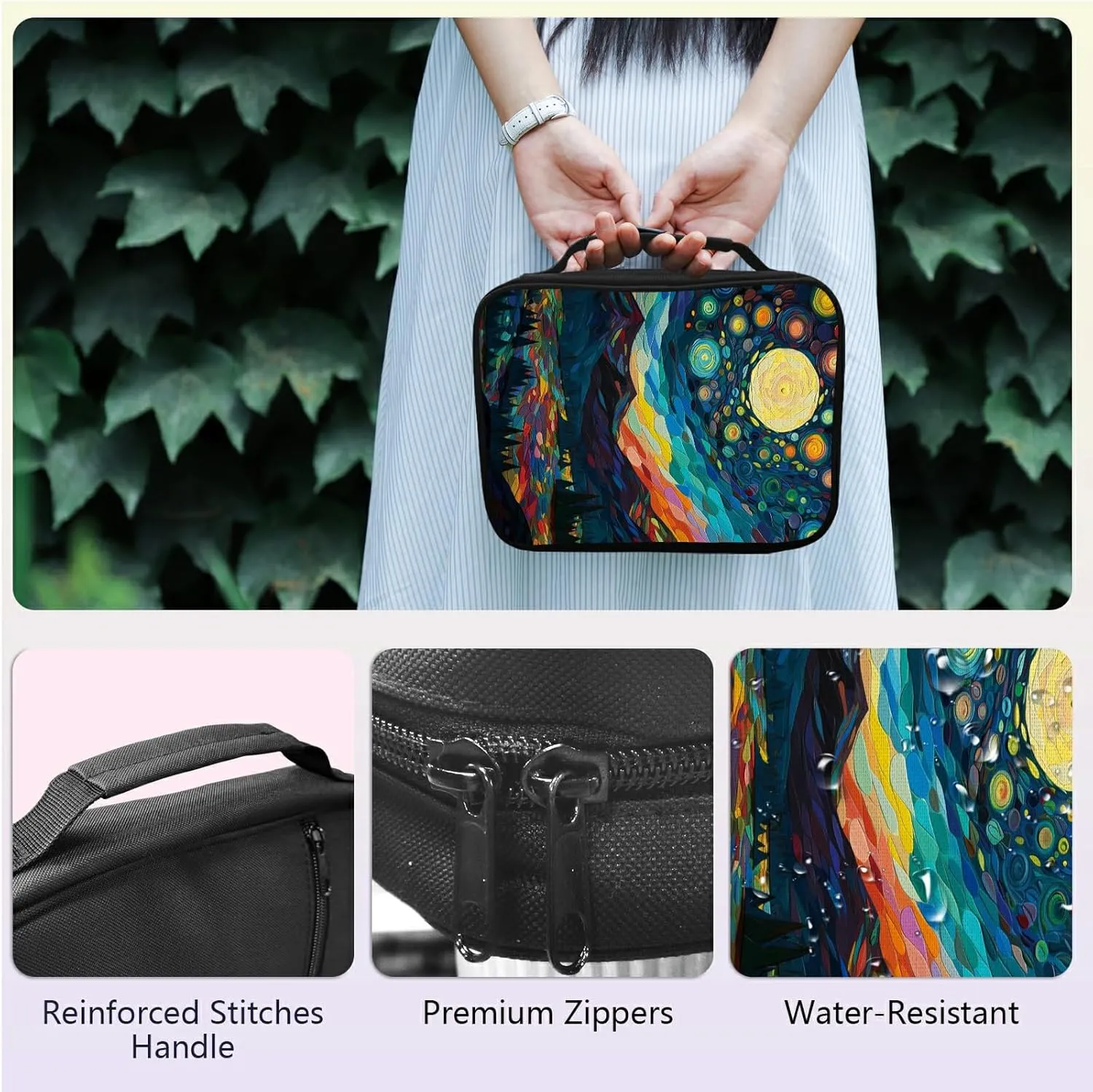 Brilliant Night Bible Bag Large Bible Case Cover for Women Men, Multi-Functional Church Bag Bible Protector with Handle Zippered Pocket Christian Gift Bible Study Supplies