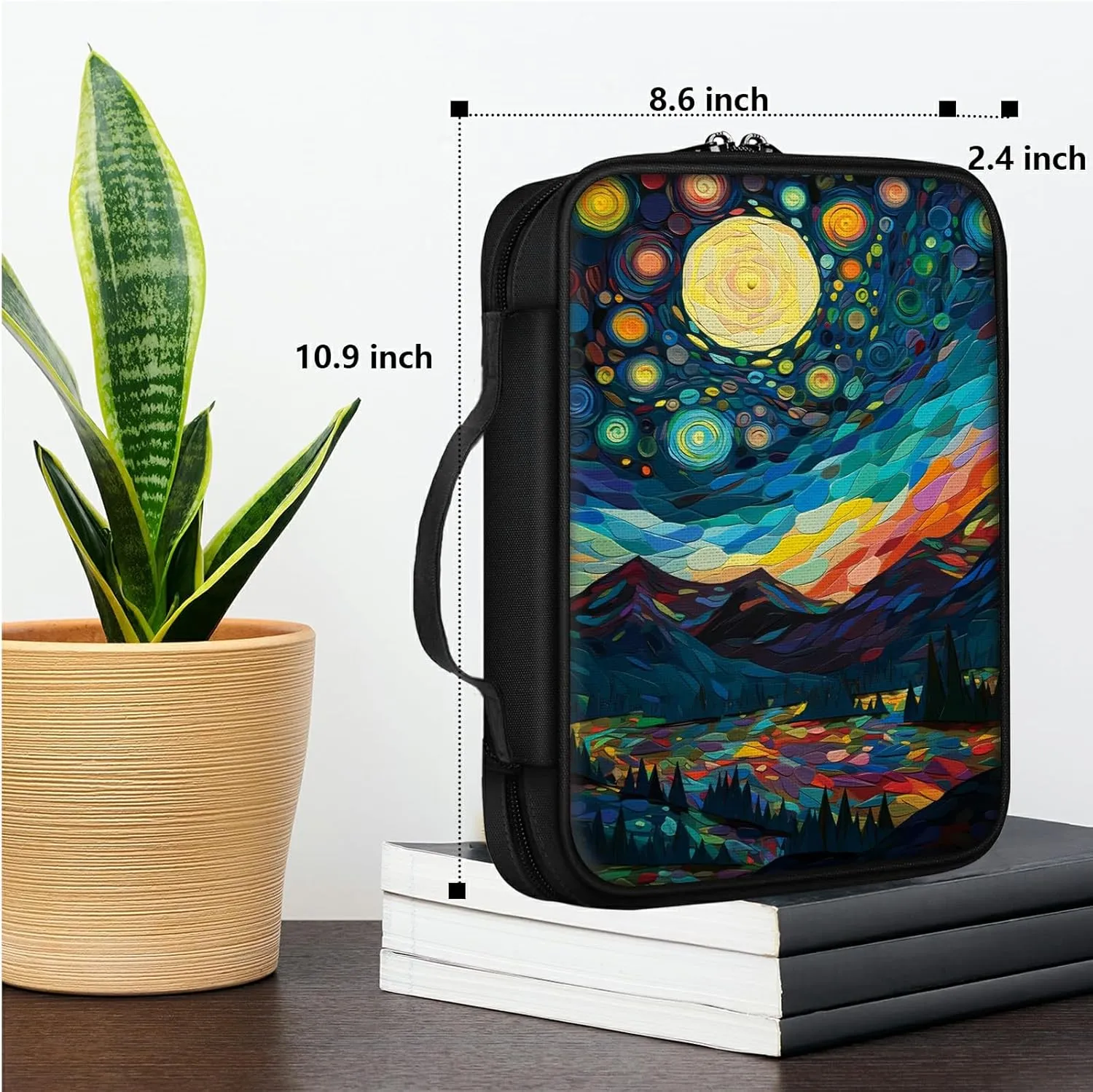 Brilliant Night Bible Bag Large Bible Case Cover for Women Men, Multi-Functional Church Bag Bible Protector with Handle Zippered Pocket Christian Gift Bible Study Supplies