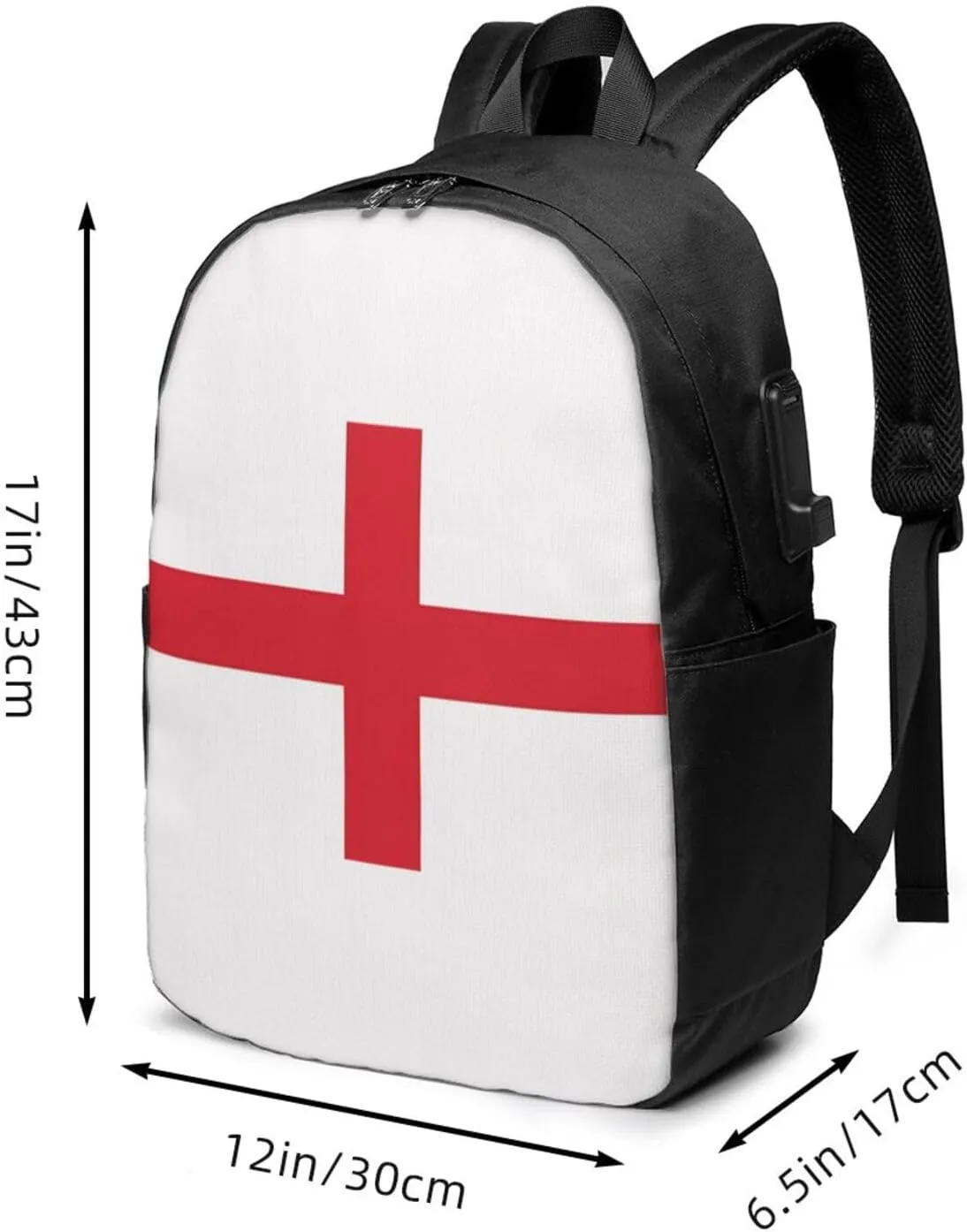British England UK English Cross Flag Laptop Backpacks Travel Backpack Casual Business Daypack Sport Rucksack Computer Bag Fits up to 17 Inch Notebook with USB Port