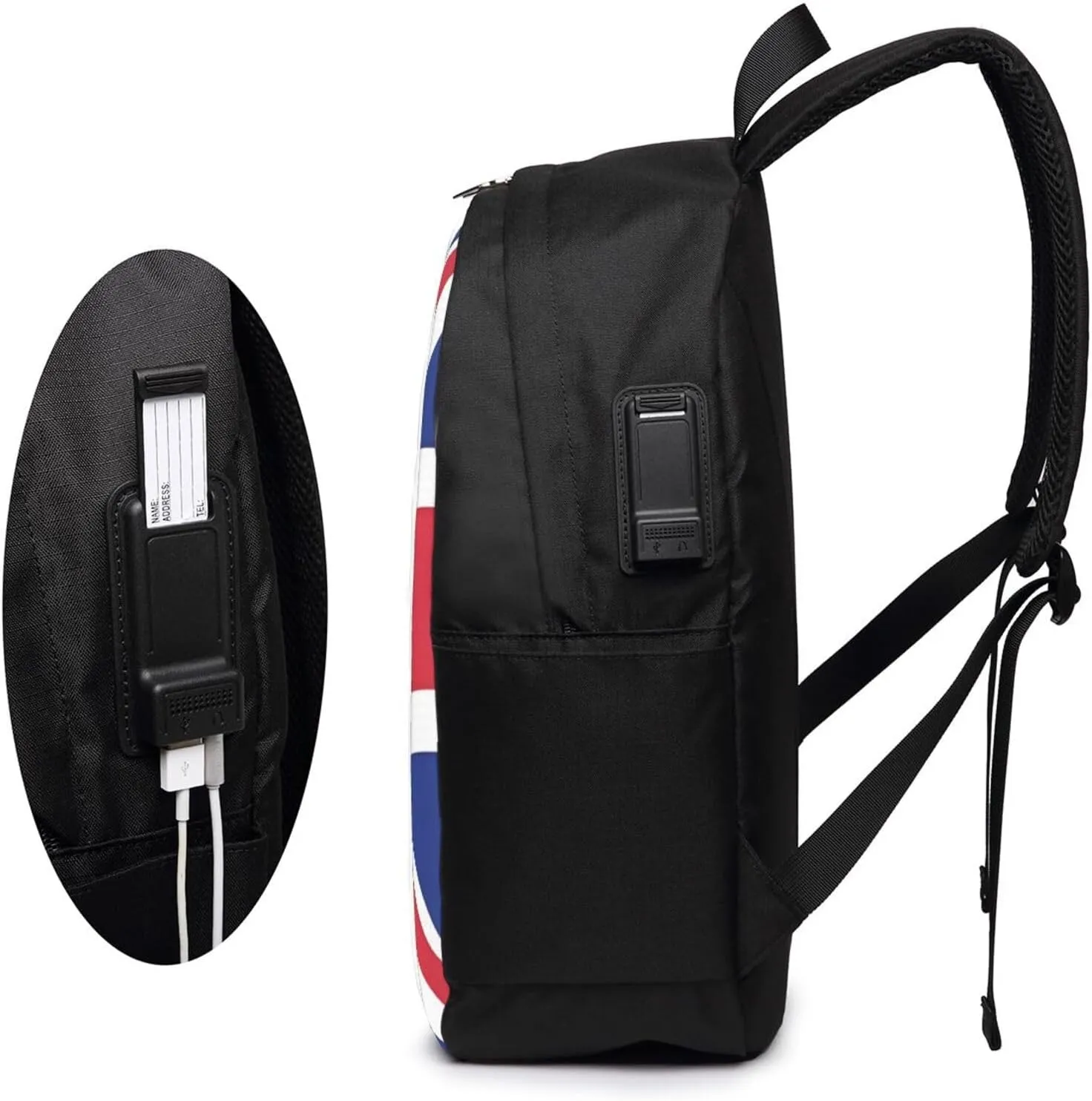 British England UK Union Jack Flag Laptop Backpacks Travel Backpack Casual Business Daypack Sport Rucksack Computer Bag Fits up to 17 Inch Notebook with USB Port