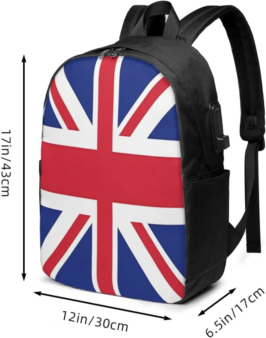British England UK Union Jack Flag Laptop Backpacks Travel Backpack Casual Business Daypack Sport Rucksack Computer Bag Fits up to 17 Inch Notebook with USB Port