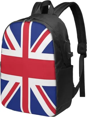 British England UK Union Jack Flag Laptop Backpacks Travel Backpack Casual Business Daypack Sport Rucksack Computer Bag Fits up to 17 Inch Notebook with USB Port