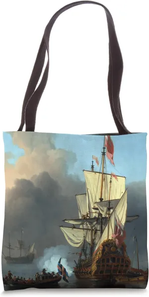 British Warship Salute Art Vintage British Battleship Art Tote Bag