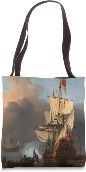 British Warship Salute Art Vintage British Battleship Art Tote Bag