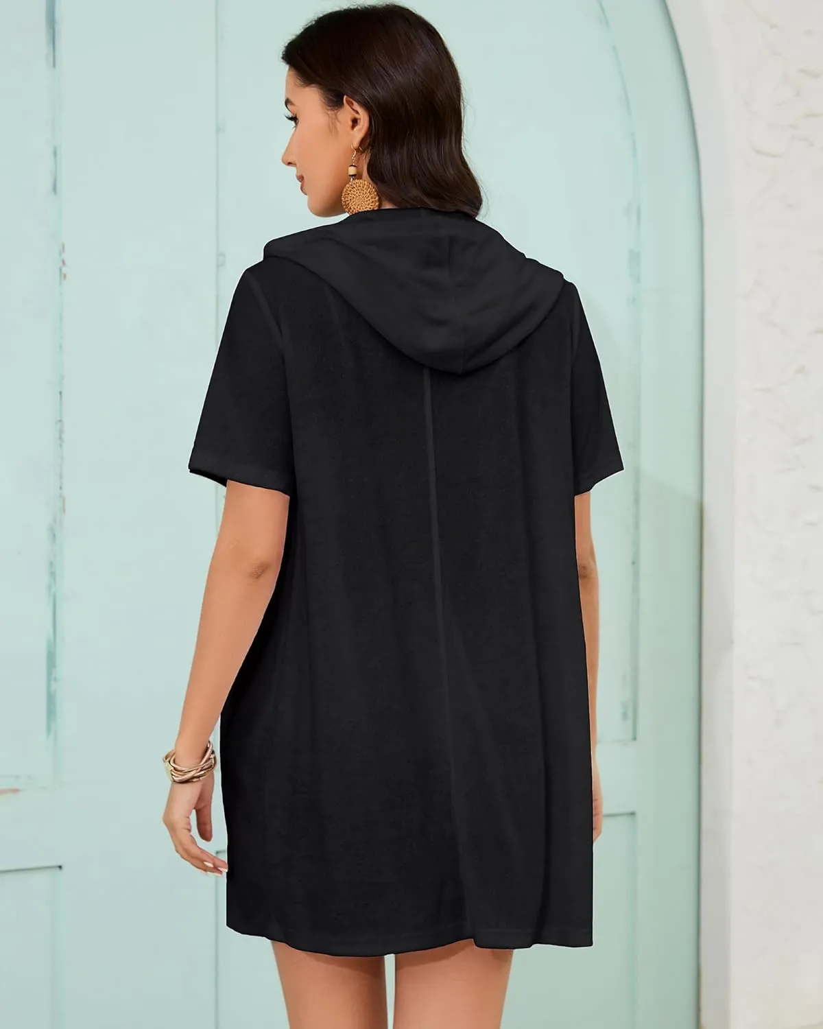 Bsubseach Terry Cloth Cover Up - Women 2025 Zipper Swimsuit Coverup Hooded Swim Robes Beach Coverups with Pockets