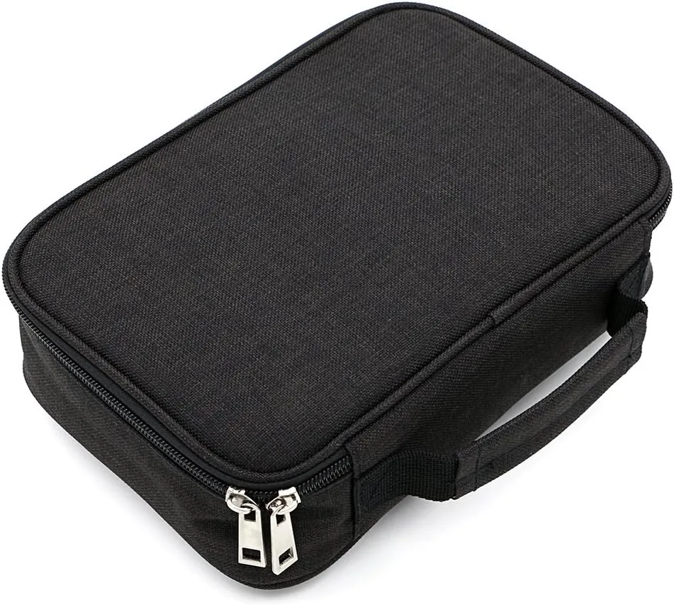 BTSKY Big Capacity Zipper Stationery Bag with Pattern-Multi-functional Stationery Organizer Pouch 36 Large Stretchy Slots for 72 Colored Pencils Black