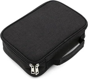 BTSKY Big Capacity Zipper Stationery Bag with Pattern-Multi-functional Stationery Organizer Pouch 36 Large Stretchy Slots for 72 Colored Pencils Black