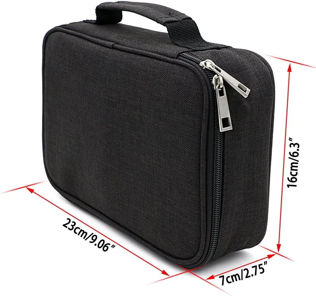 BTSKY Big Capacity Zipper Stationery Bag with Pattern-Multi-functional Stationery Organizer Pouch 36 Large Stretchy Slots for 72 Colored Pencils Black