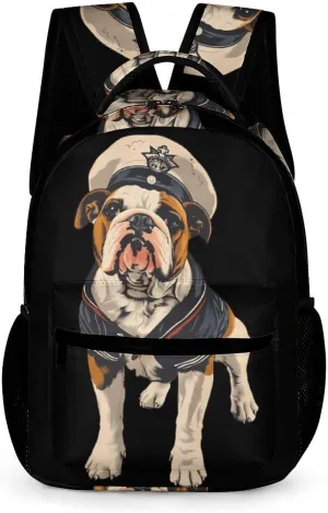 Bull Dog Sailor Travel Backpack Funny Daypack Lightweight Computer Laptop Bag for Women Men Novelty