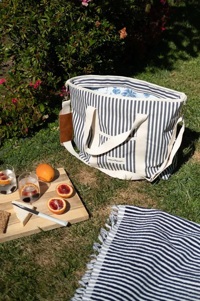 Business And Pleasure Co Cooler Tote Bag - Laurens Navy Stripe