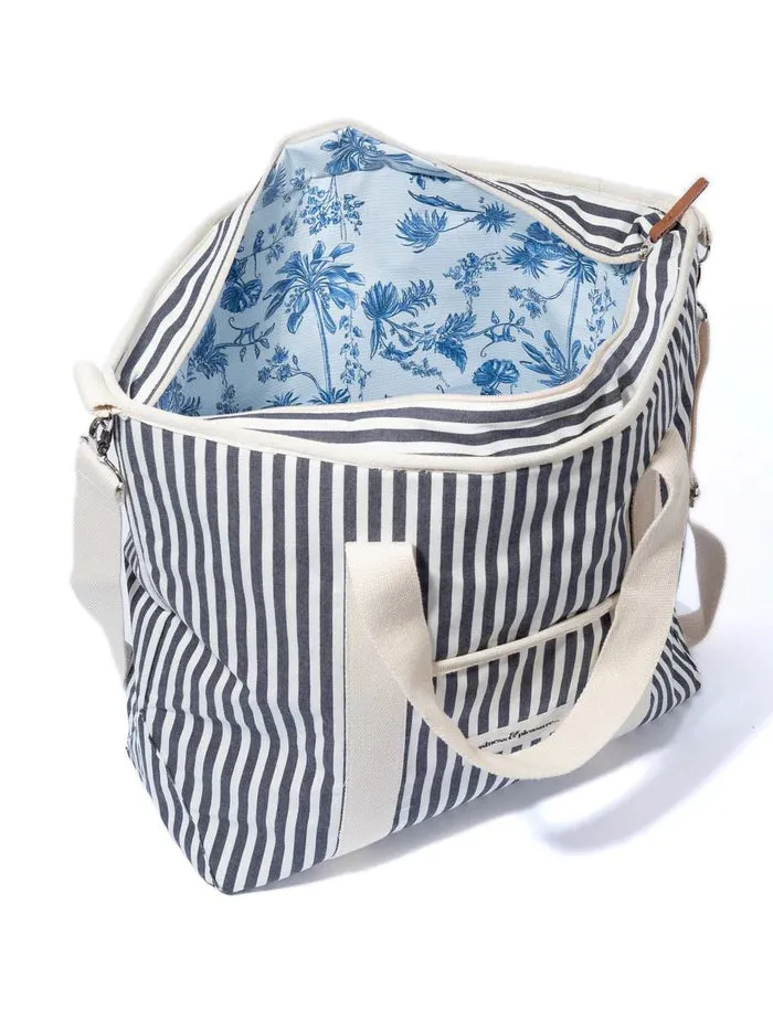 Business And Pleasure Co Cooler Tote Bag - Laurens Navy Stripe