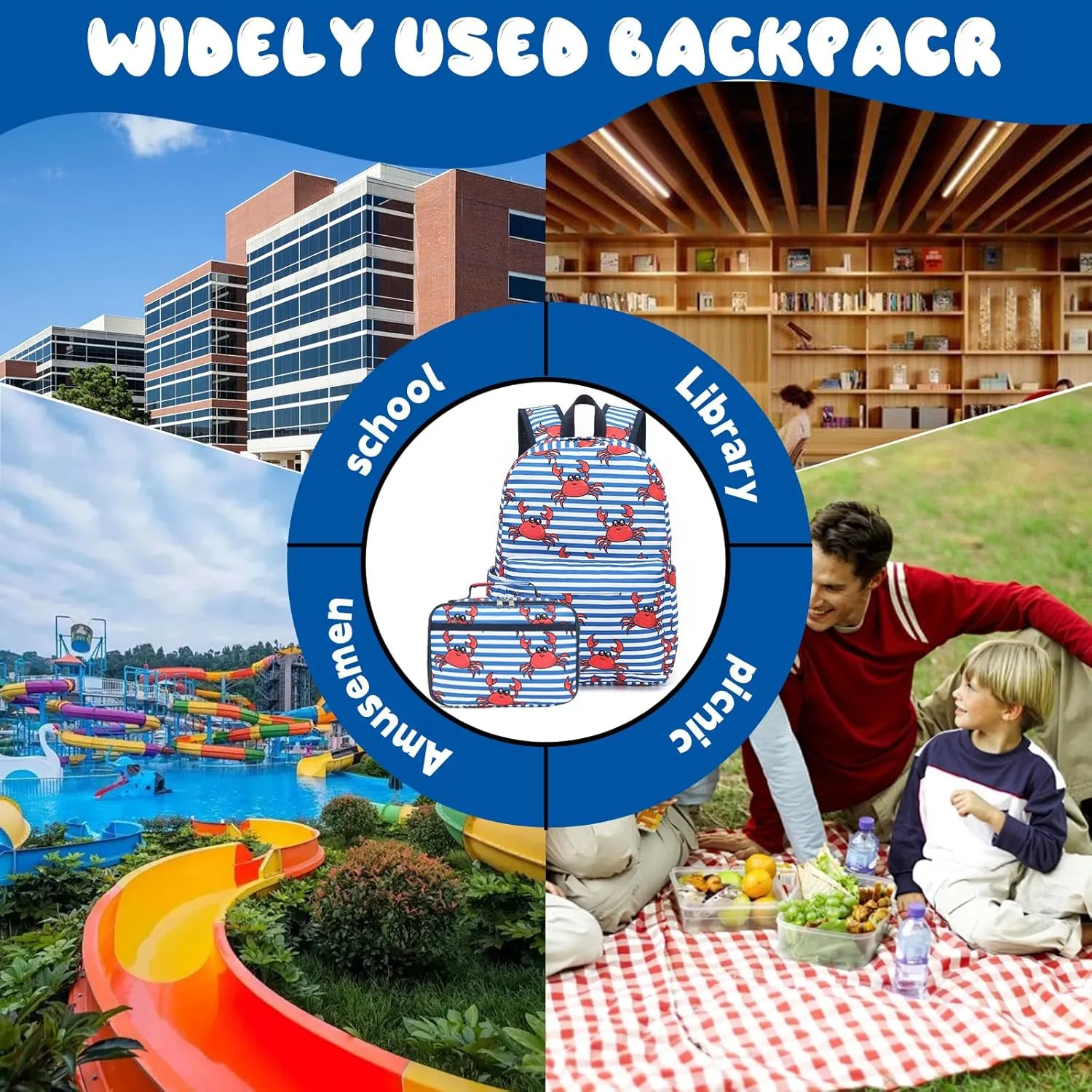 CAMTOP Backpack for Kids, Boys Girls Preschool Backpacks with Lunch Box Toddler Kindergarten School Bookbag Set