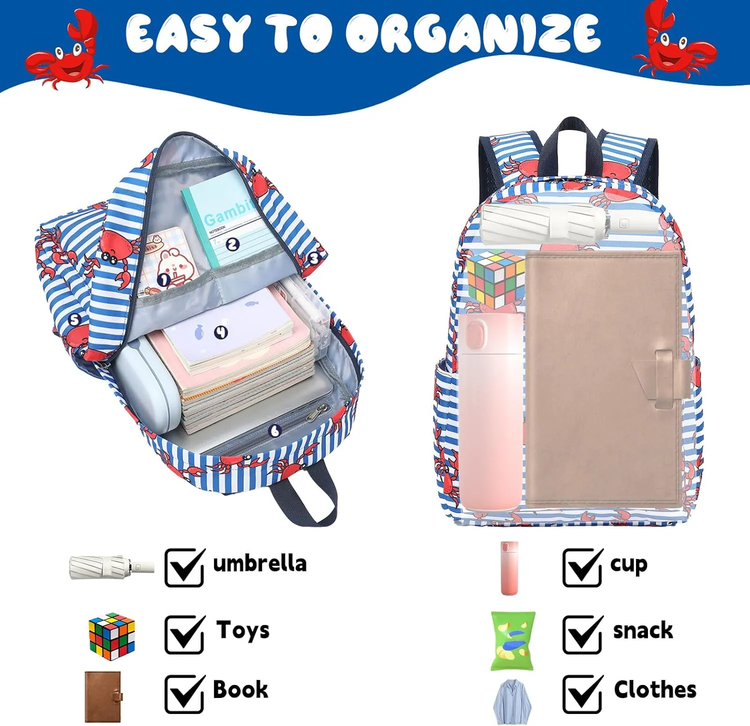 CAMTOP Backpack for Kids, Boys Girls Preschool Backpacks with Lunch Box Toddler Kindergarten School Bookbag Set