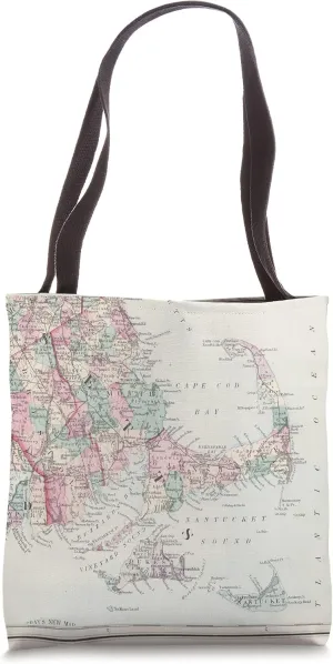 Cape Cod MA Map Tote Bag