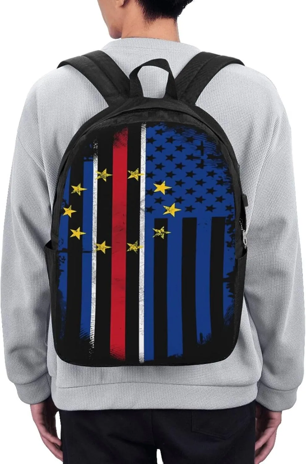 Cape Verdean American Flag Cabo Verde Backpack 17 Inch Laptop Backpacks Outdoor Travel Rucksack Work Business Daypack with USB Port Carry On Bag for Cycling Hiking