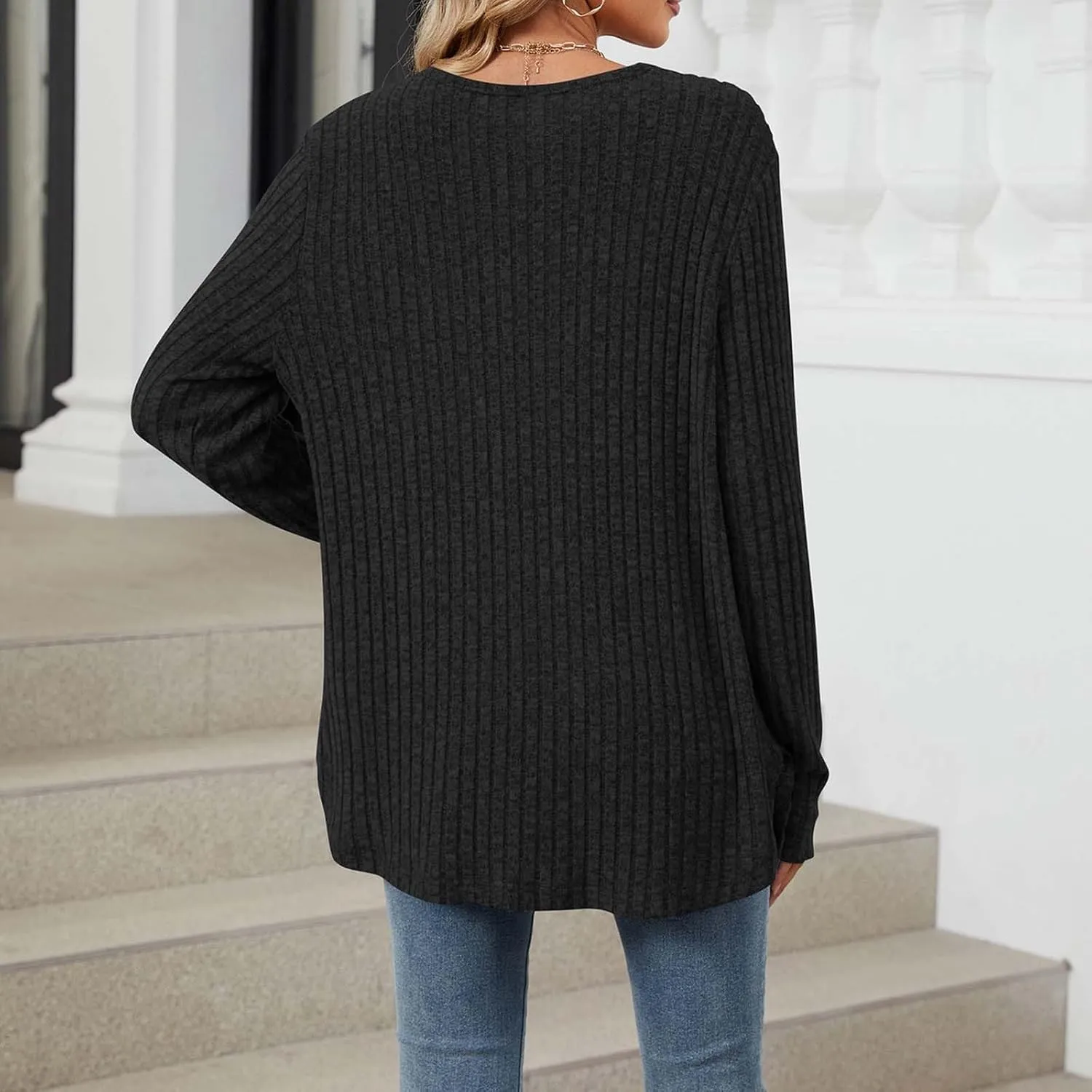 Cardigan Sweaters for Women Long Sleeve Open Front Cardigans Ribbed Chunky Knit Casual Outerwear Fall Clothes