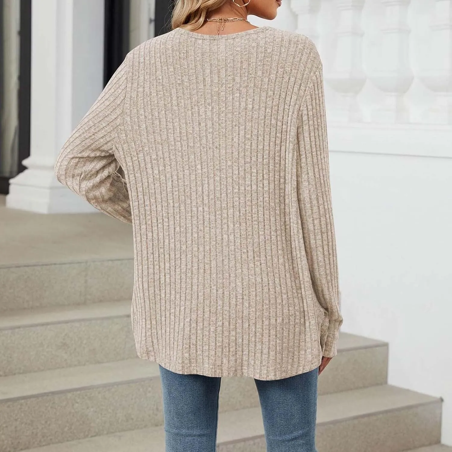 Cardigan Sweaters for Women Long Sleeve Open Front Cardigans Ribbed Chunky Knit Casual Outerwear Fall Clothes
