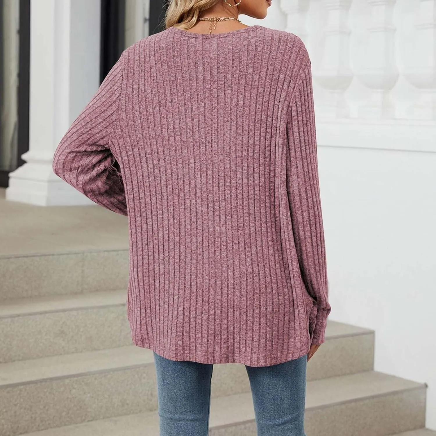 Cardigan Sweaters for Women Long Sleeve Open Front Cardigans Ribbed Chunky Knit Casual Outerwear Fall Clothes