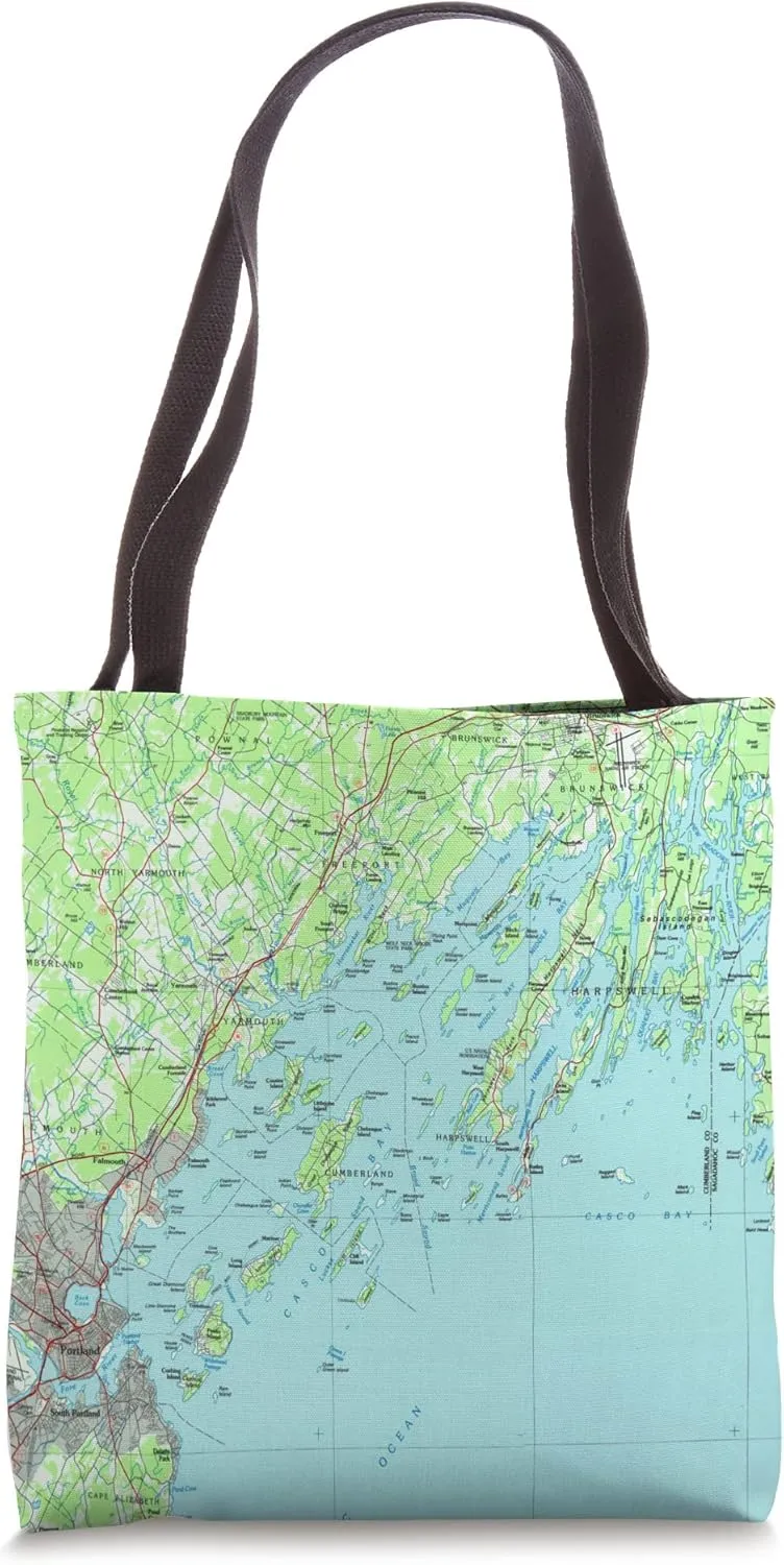 Casco Bay ME Maritime Map (1985) Tote Bag