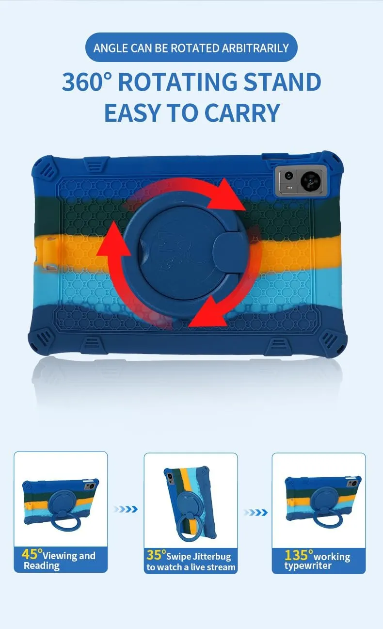 Case for Teclast T60 12-inch Tablet, Multi-Angle Viewing of Videos or Games Multi-Color Silicone Multi-Purpose Case (Colorful Dark Blue)