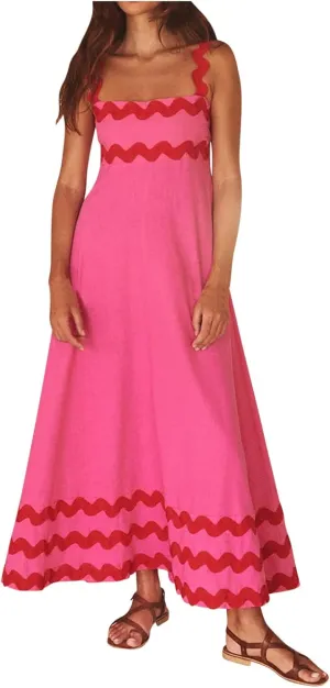 Ceboyel Women Summer Vacation Dresses 2024 Flowy Boho Maxi Long Dress Tiered Casual Sundresses Trendy Beachy Clothing