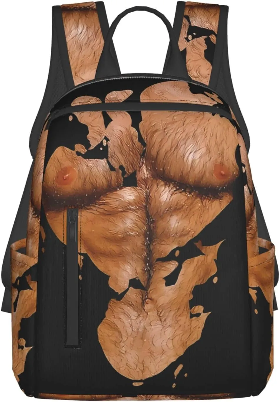 Chest Six Pack Abs Muscles Bodybuilder Hairy Chest Casual Backpacks Large Capacity Laptop Backpack Sports Rucksack Travel Daypack Adjustable Shoulder Strap Work Bag for Outdoor Camping