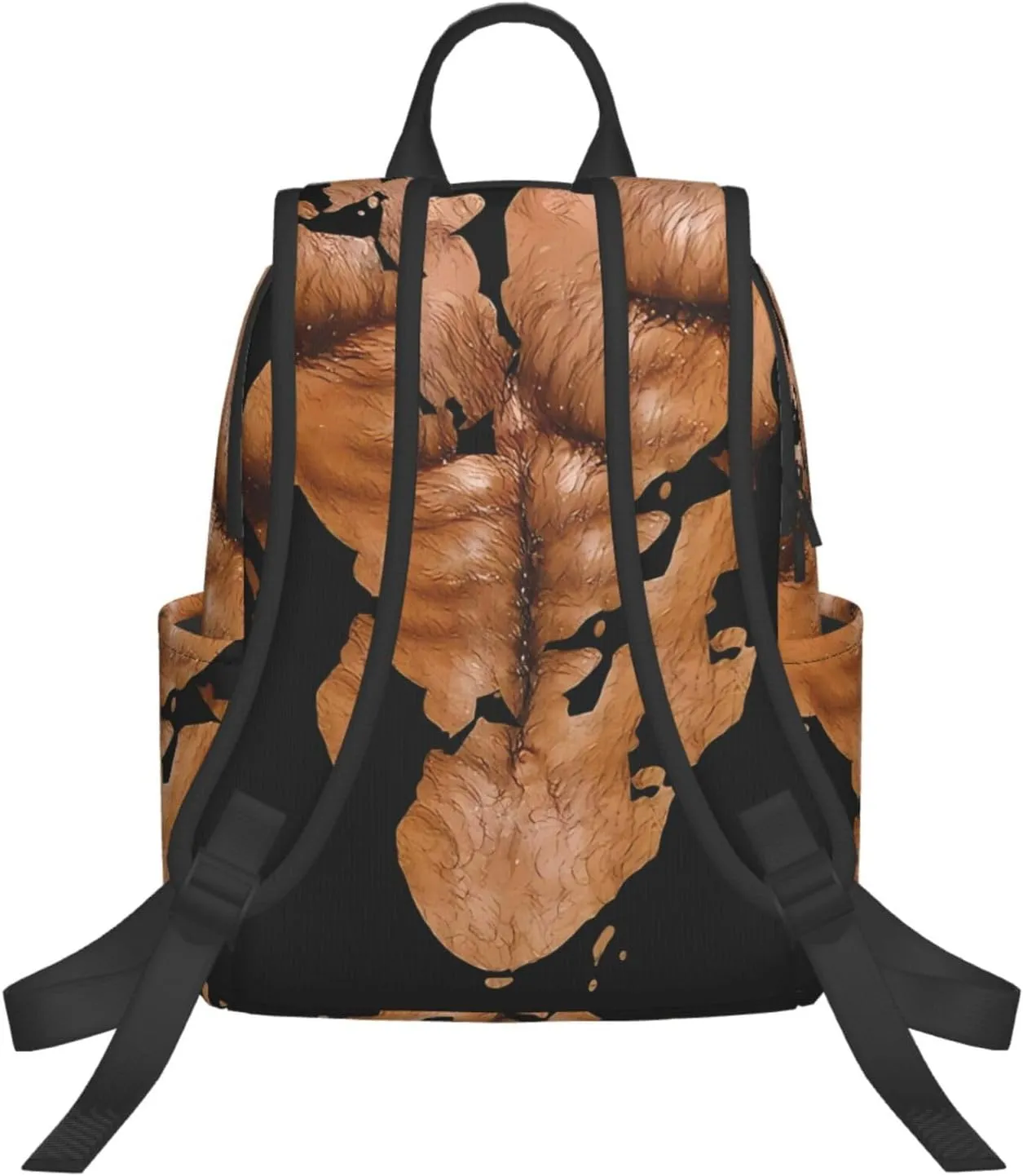 Chest Six Pack Abs Muscles Bodybuilder Hairy Chest Casual Backpacks Large Capacity Laptop Backpack Sports Rucksack Travel Daypack Adjustable Shoulder Strap Work Bag for Outdoor Camping