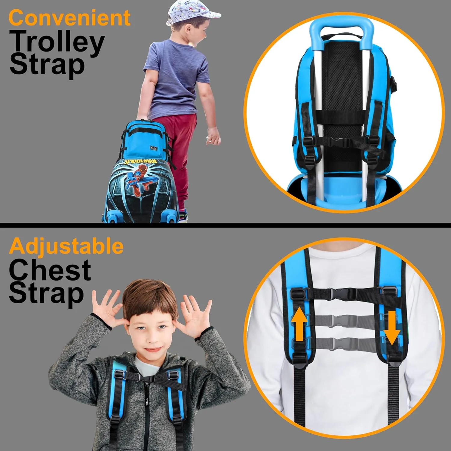 Child's Travel Backpack for Ages 3-6 | Lightweight Suitcase Style Carry-On | 10L Weekender with Tablet Sleeve & Chest Strap | Blue