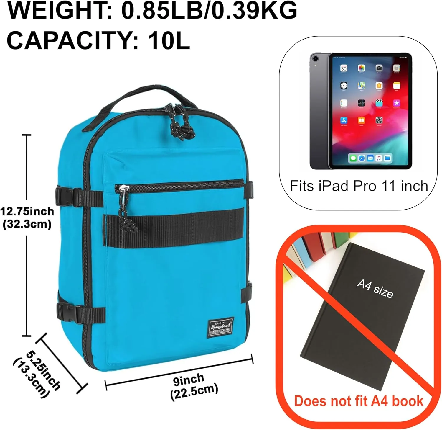 Child's Travel Backpack for Ages 3-6 | Lightweight Suitcase Style Carry-On | 10L Weekender with Tablet Sleeve & Chest Strap | Blue