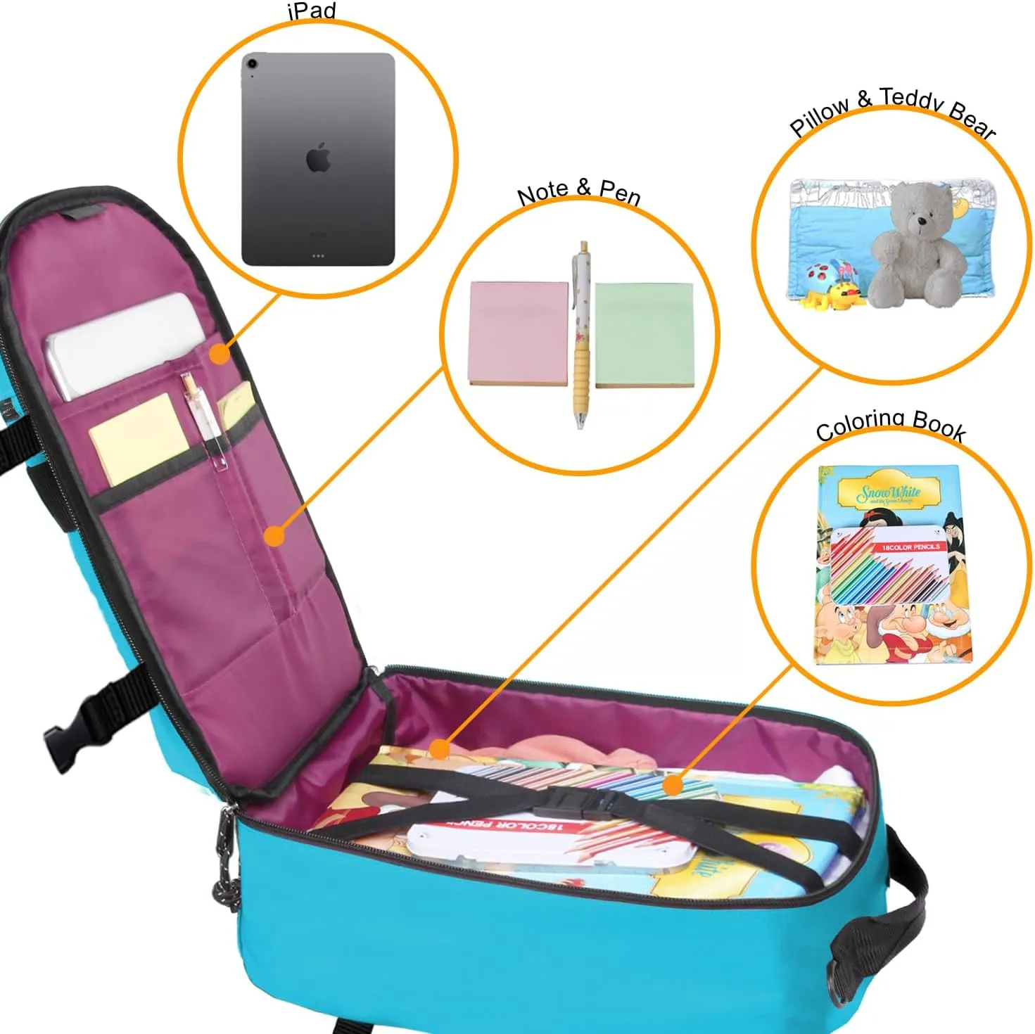 Child's Travel Backpack for Ages 3-6 | Lightweight Suitcase Style Carry-On | 10L Weekender with Tablet Sleeve & Chest Strap | Blue